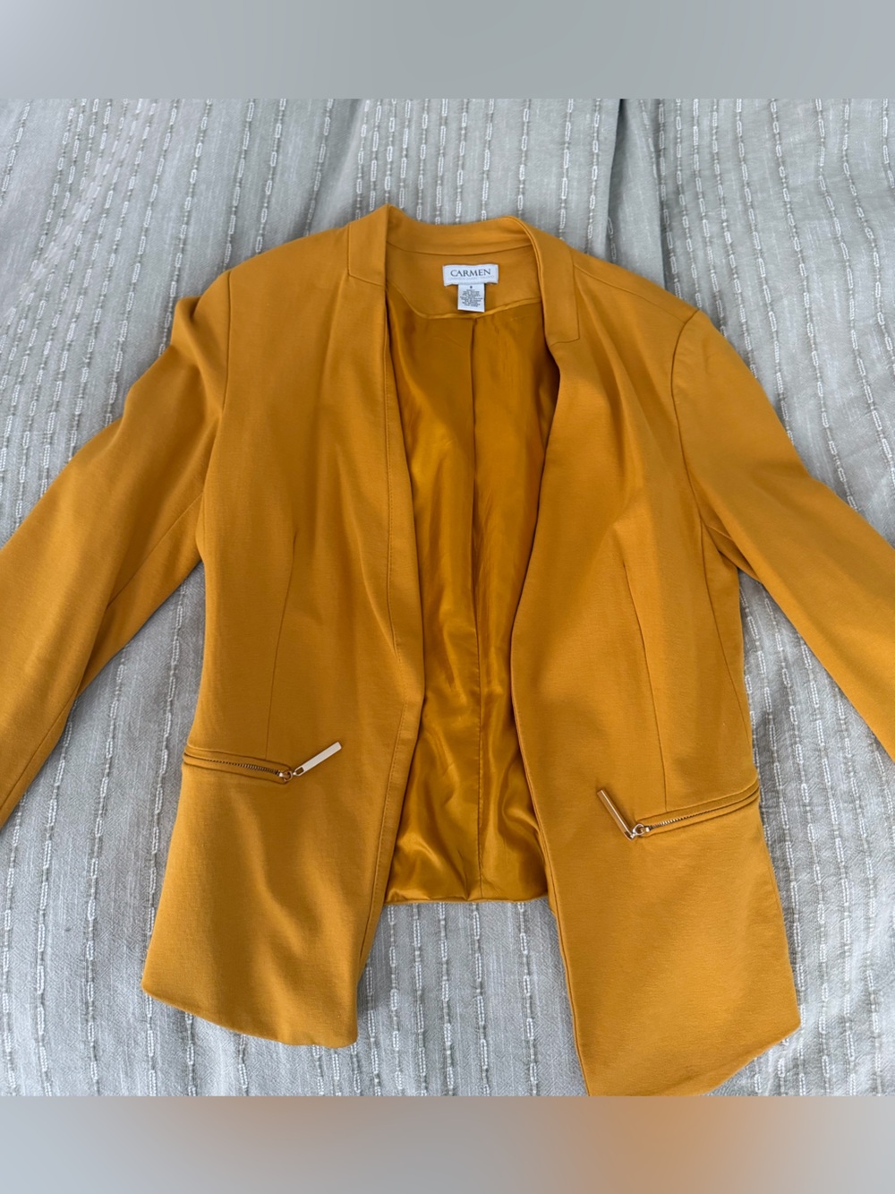 Carmen Mustard Open-Front Blazer